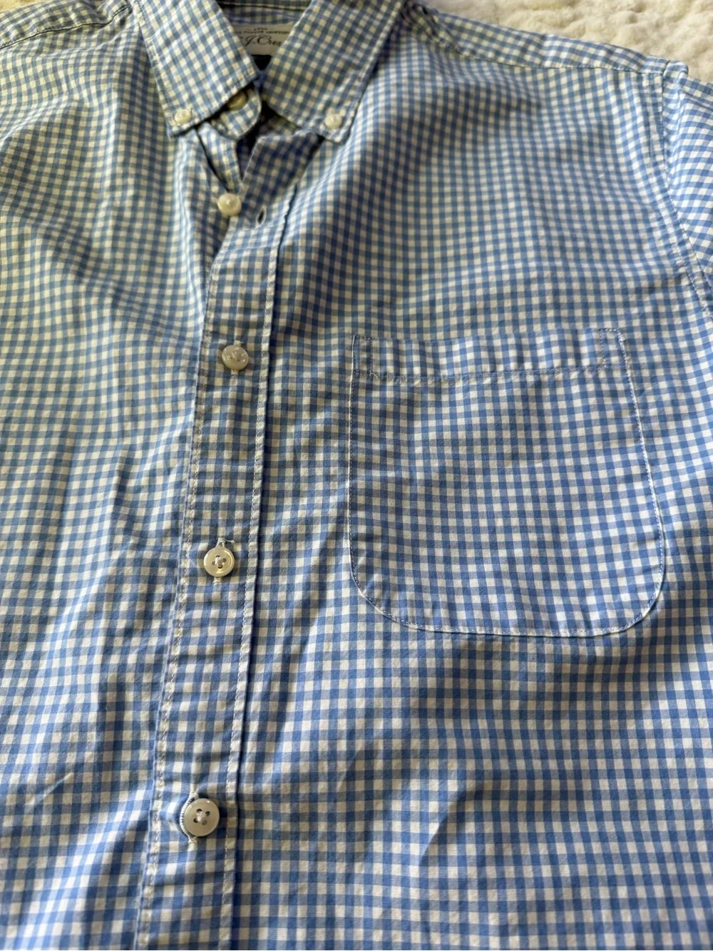 J.Crew Classic Men’s Blue Gingham Check Button Down Shirt Size Small 100% Cotton